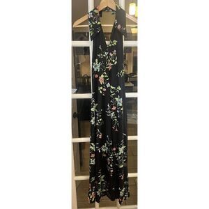 Vintage 60s 70s Womens Sz XXS XS Colorful Floral Halter Maxi Dress Hippie    Aa